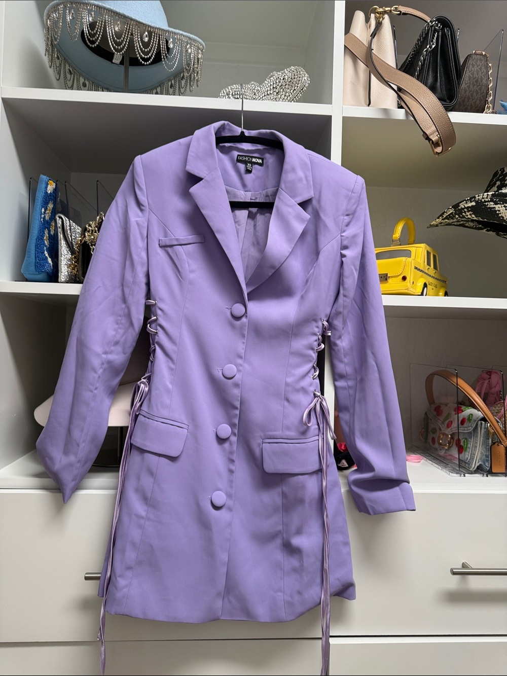 Fashion Nova Lavender Lace-Up Tailored Blazer
